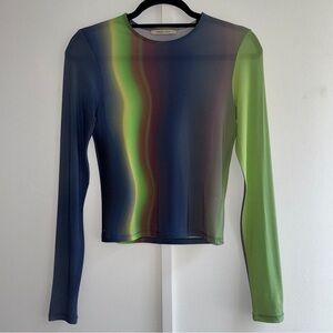 Paloma Wool “Hiro” Style Gradient Mesh Long Sleeve Top S Semi-Sheer